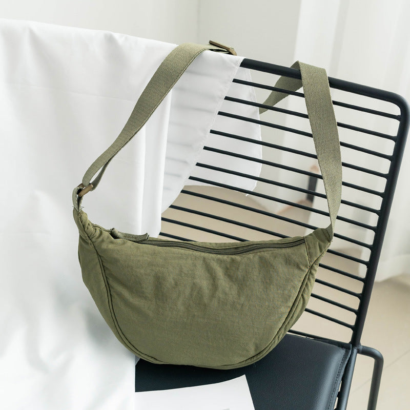 Bolso bandolera mujer nylon media luna correa ancha regulable amplio casual - Vianne