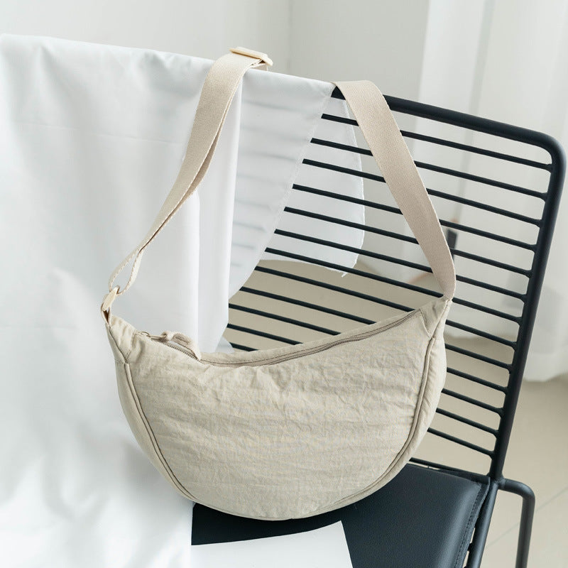 Bolso bandolera mujer nylon media luna correa ancha regulable amplio casual - Vianne