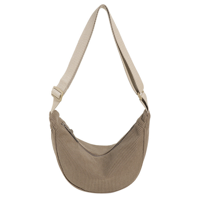 Bolso hombro mujer media luna textura acanalada compacto correa regulable - Violette
