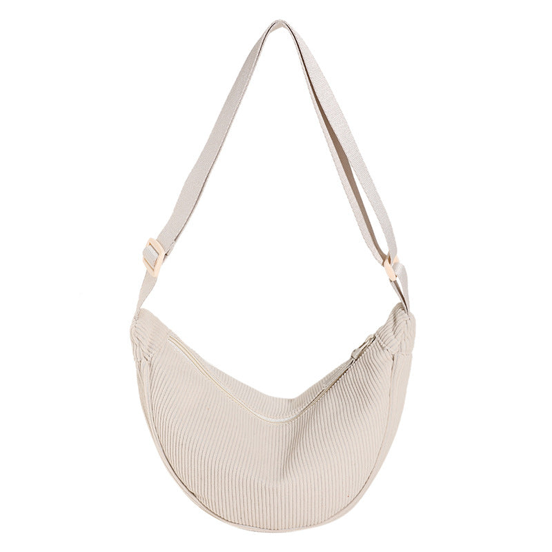 Bolso hombro mujer media luna textura acanalada compacto correa regulable - Violette