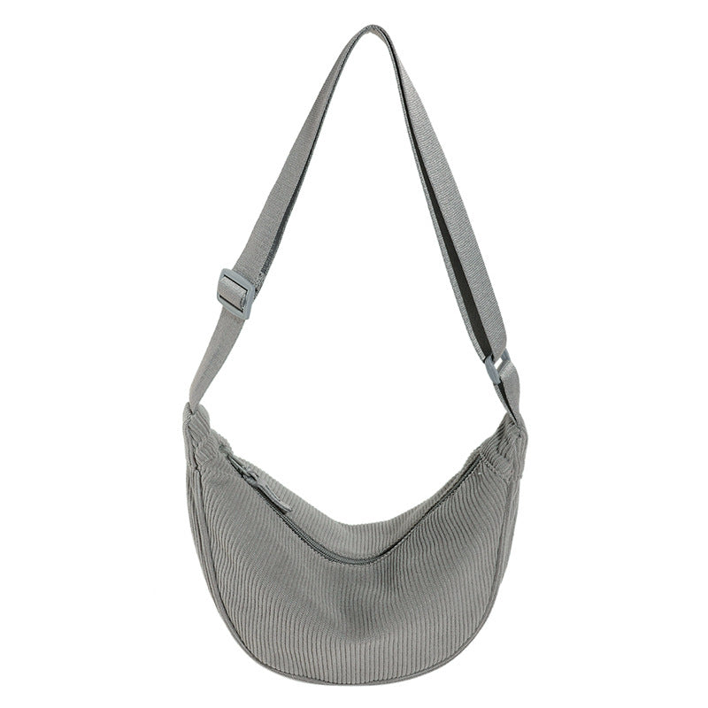 Bolso hombro mujer media luna textura acanalada compacto correa regulable - Violette