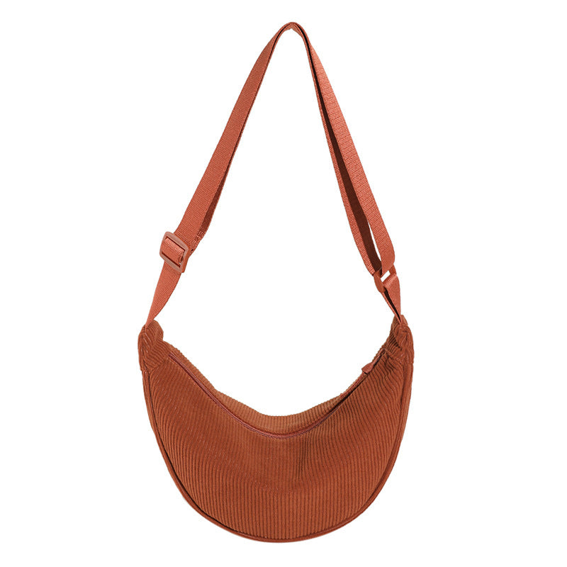 Bolso hombro mujer media luna textura acanalada compacto correa regulable - Violette