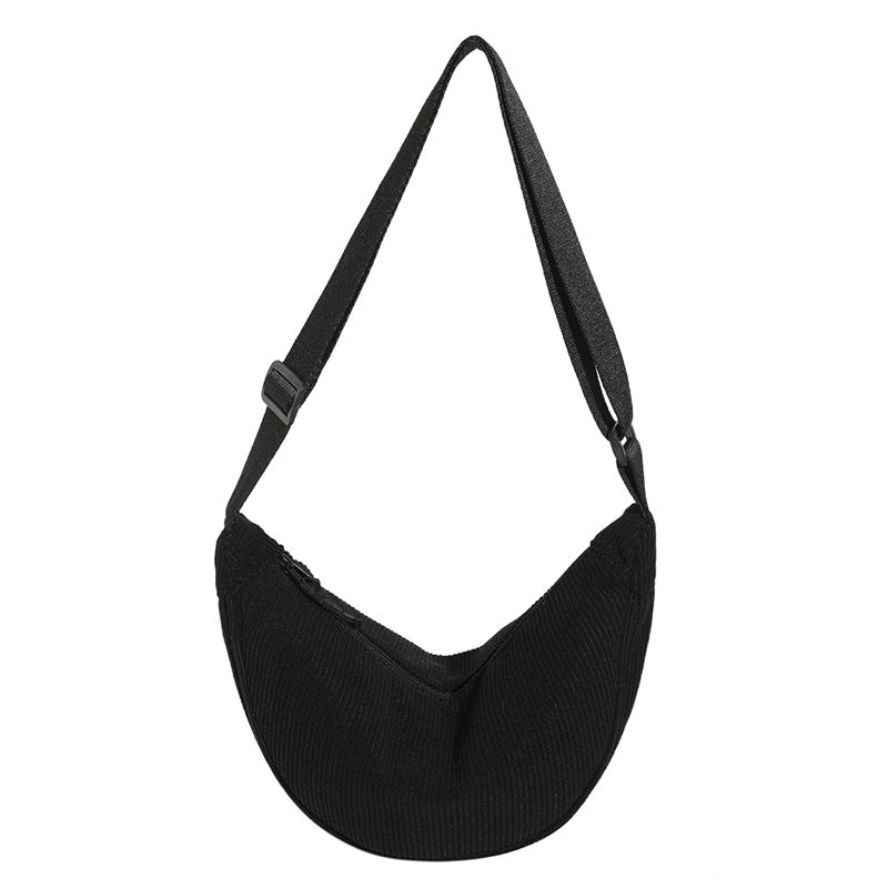 Bolso hombro mujer media luna textura acanalada compacto correa regulable - Violette