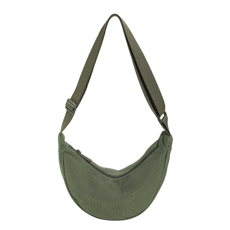 Bolso hombro mujer media luna textura acanalada compacto correa regulable - Violette
