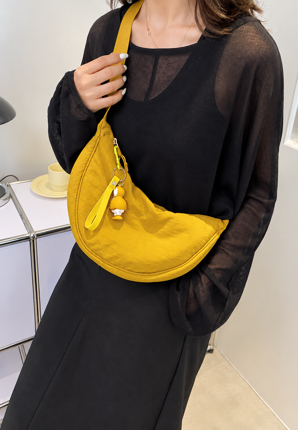 Bolso hombro mujer nylon media luna correa ajustable compacto diario - Camille