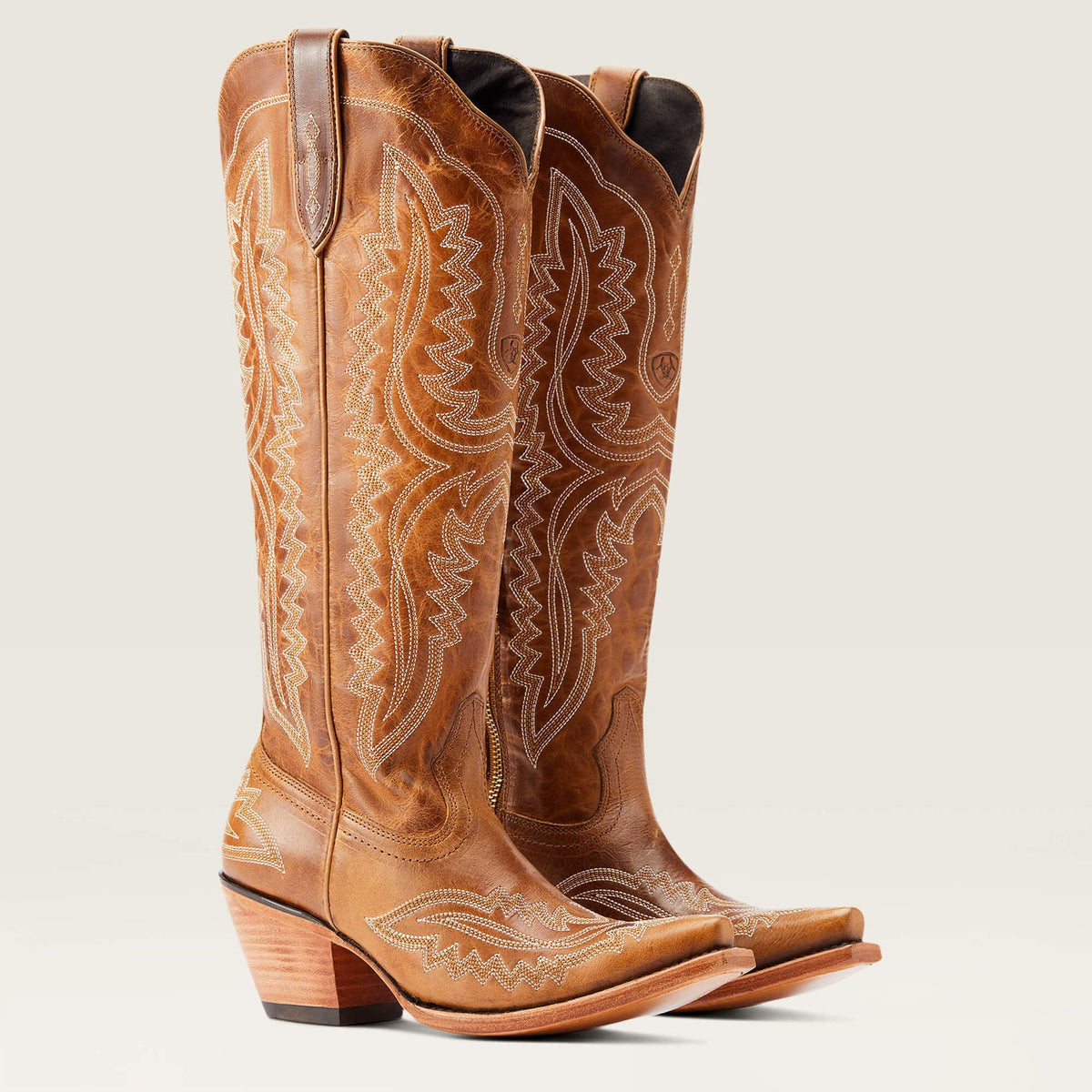 Botas cowboy mujer caña alta bordados western puntera afilada tacón ancho - Annelie