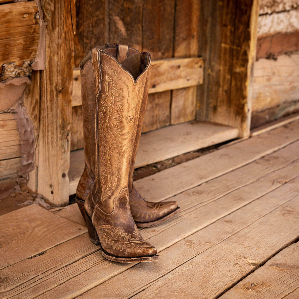 Botas cowboy mujer caña alta bordados western puntera afilada tacón ancho - Annelie
