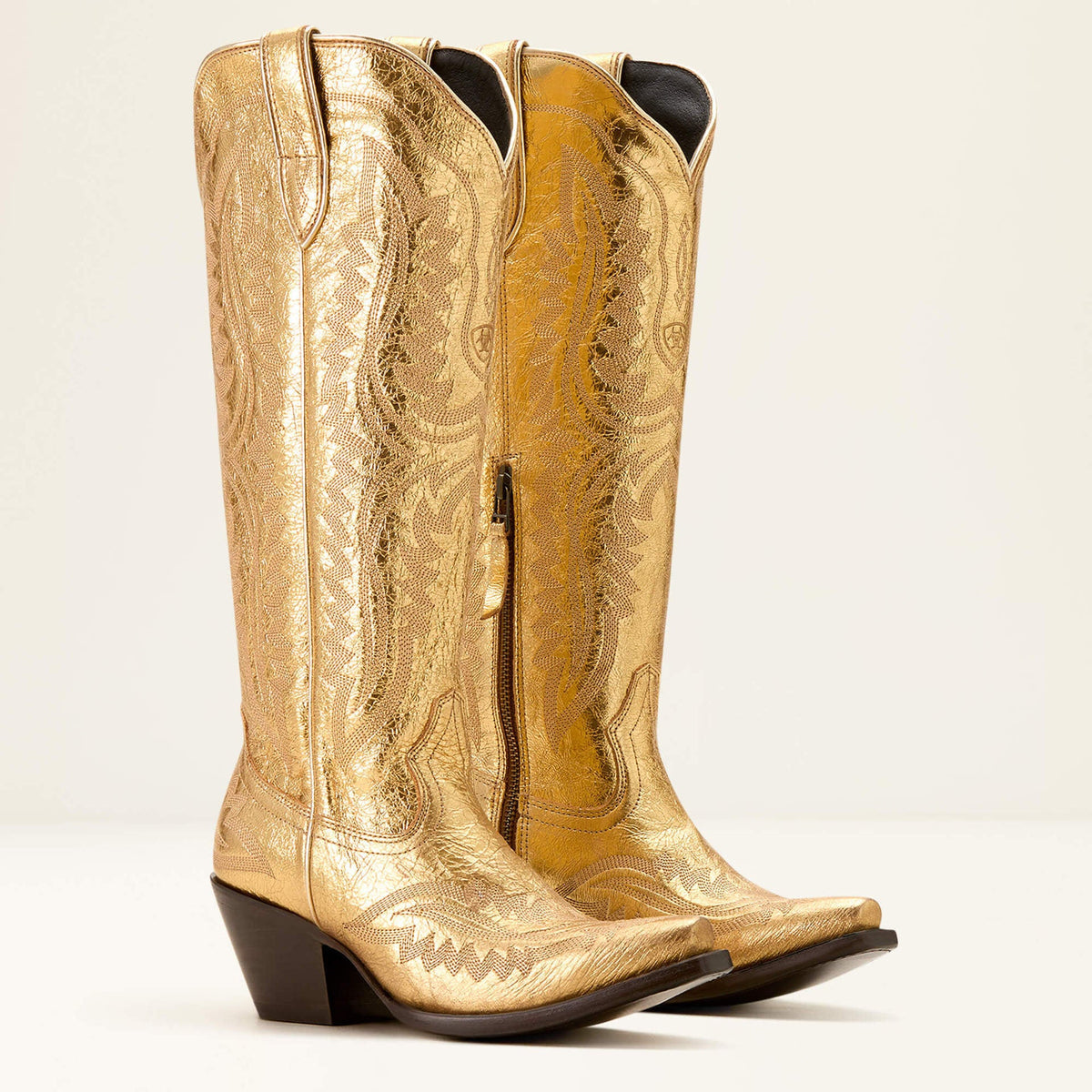 Botas cowboy mujer caña alta bordados western puntera afilada tacón ancho - Annelie