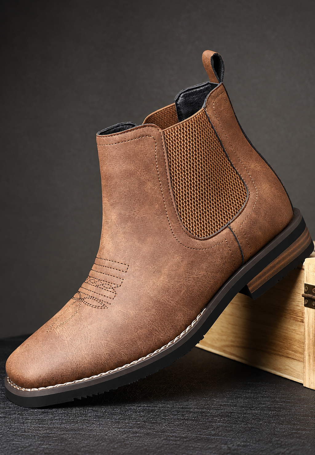 Botas hombre efecto piel elásticos laterales caña tobillo calce rápido - Eirik