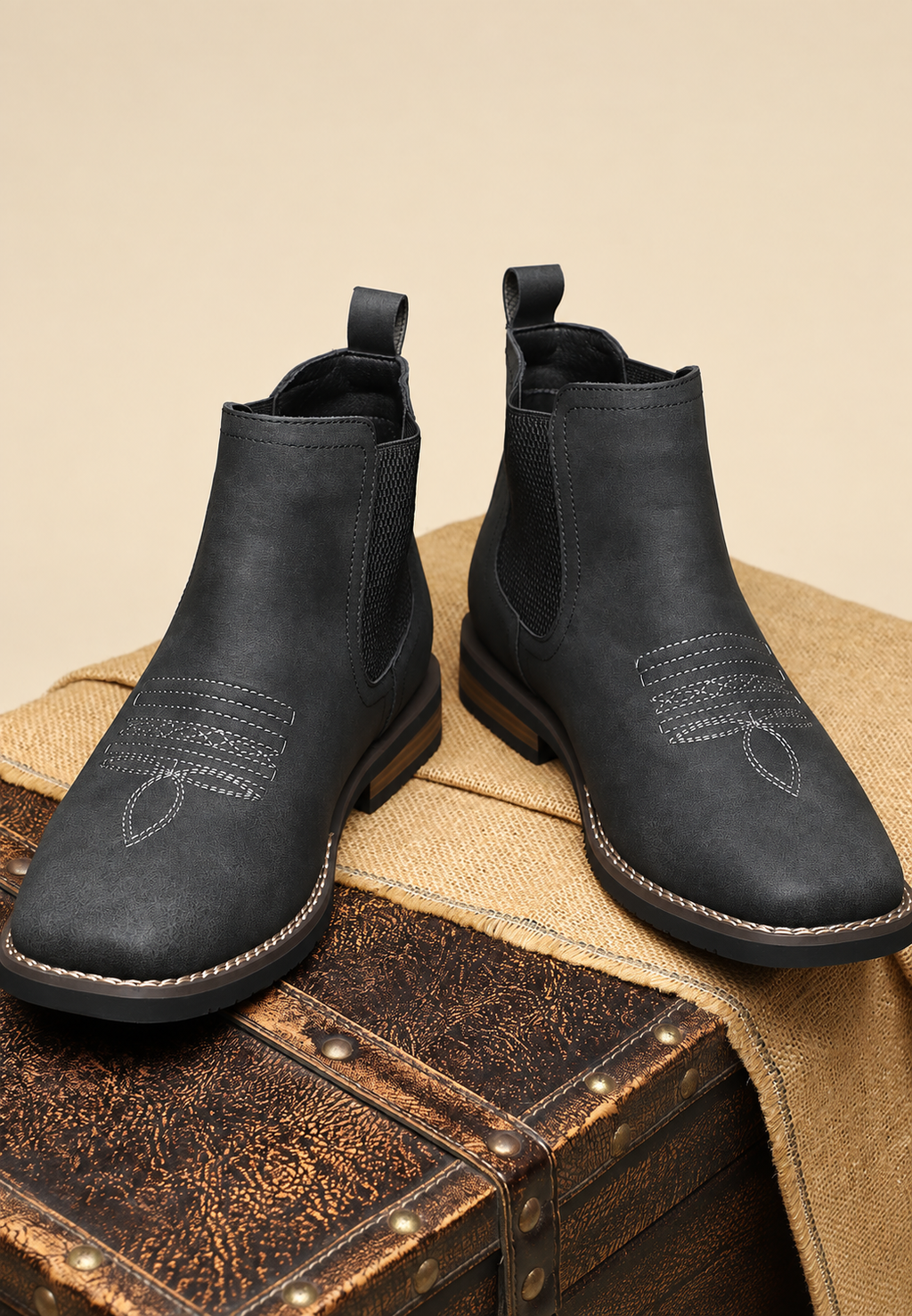 Botas hombre efecto piel elásticos laterales caña tobillo calce rápido - Eirik