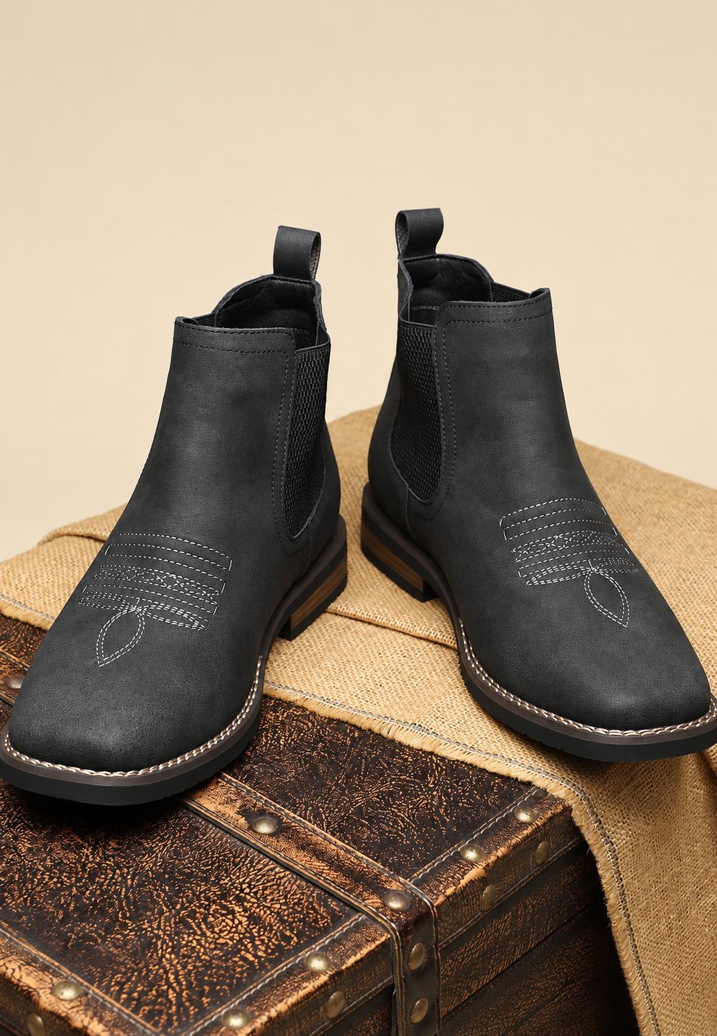 Botas hombre efecto piel elásticos laterales caña tobillo calce rápido - Eirik