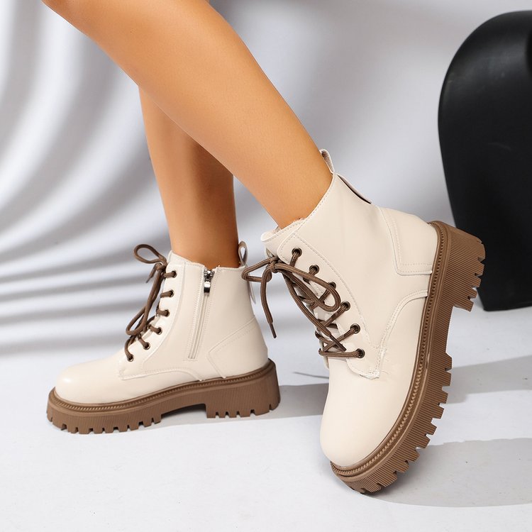 Botines mujer acordonados suela track cremallera lateral puntera redonda urbanos - Kaja