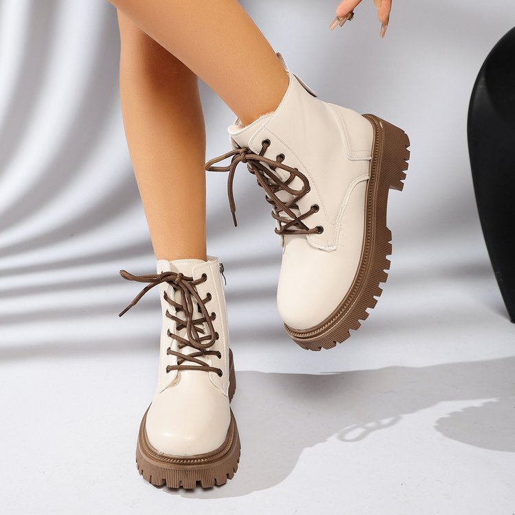 Botines mujer acordonados suela track cremallera lateral puntera redonda urbanos - Kaja