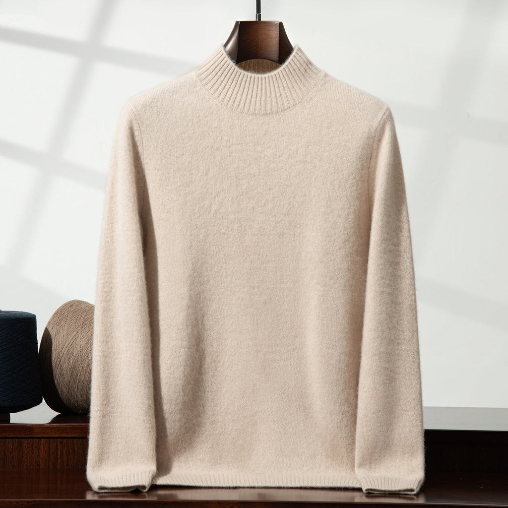 Suéter de punto grueso para hombre con cuello alto textura suave y calidez ligera