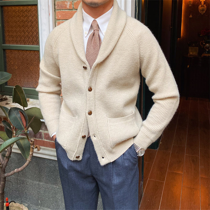 Cardigan chic de punto para hombre con solapa clasica - Davide