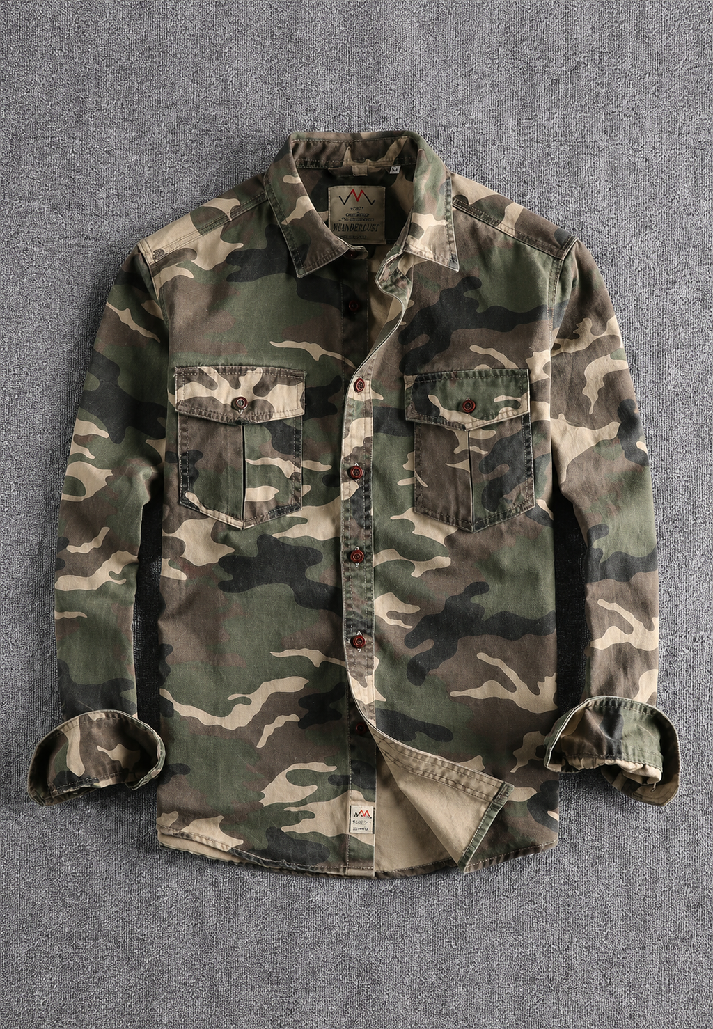 Camisa hombre camuflaje manga larga bolsillo pecho cuello clásico casual - Orsen