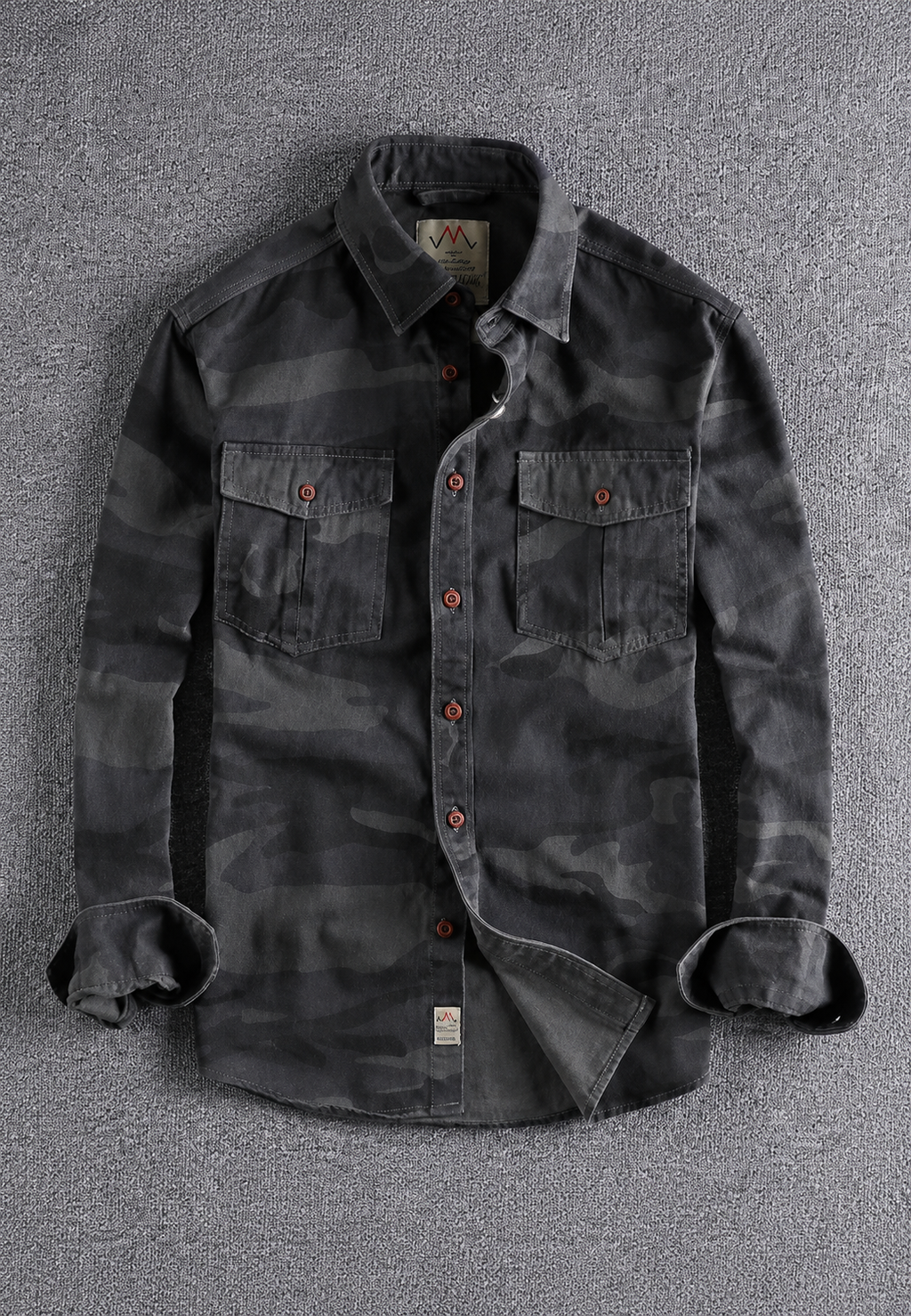 Camisa hombre camuflaje manga larga bolsillo pecho cuello clásico casual - Orsen
