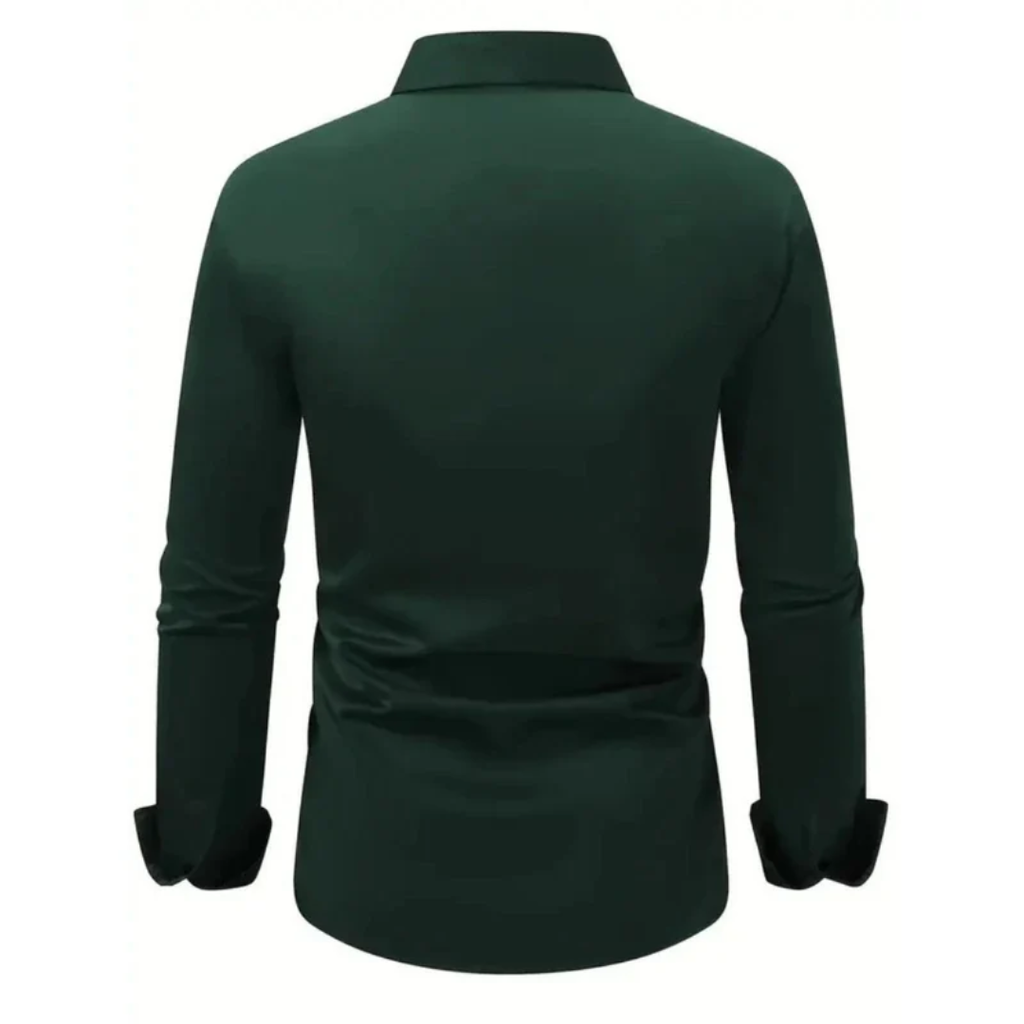 Camisa hombre manga larga slim fit cuello clásico botonadura frontal sin bolsillo - Heinrich