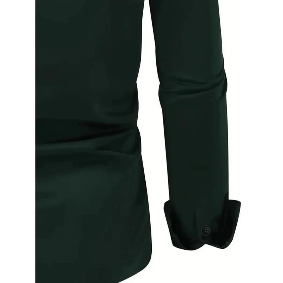 Camisa hombre manga larga slim fit cuello clásico botonadura frontal sin bolsillo - Heinrich