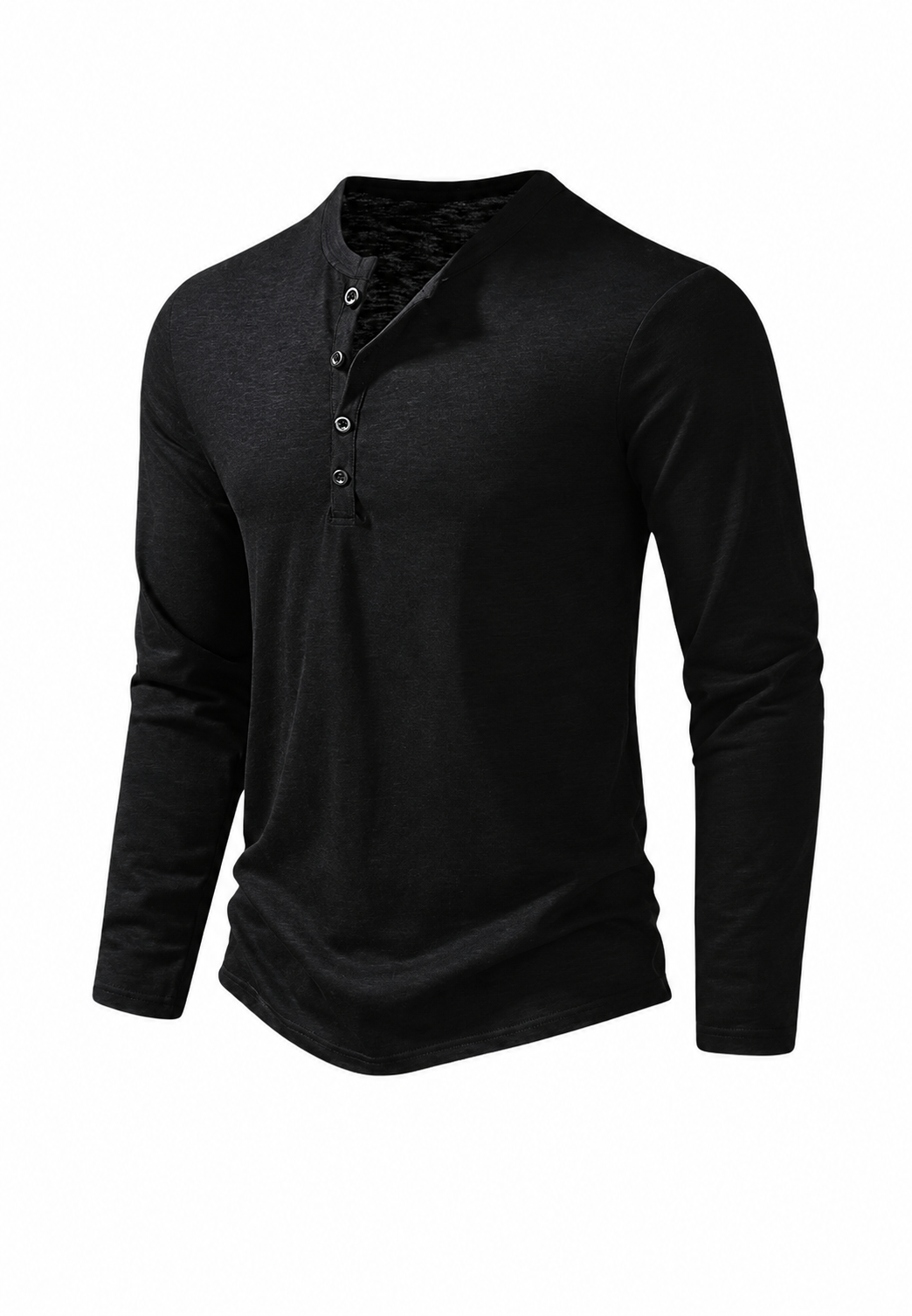 Camiseta hombre manga larga cuello panadero jaspeada botones textura - Bastian