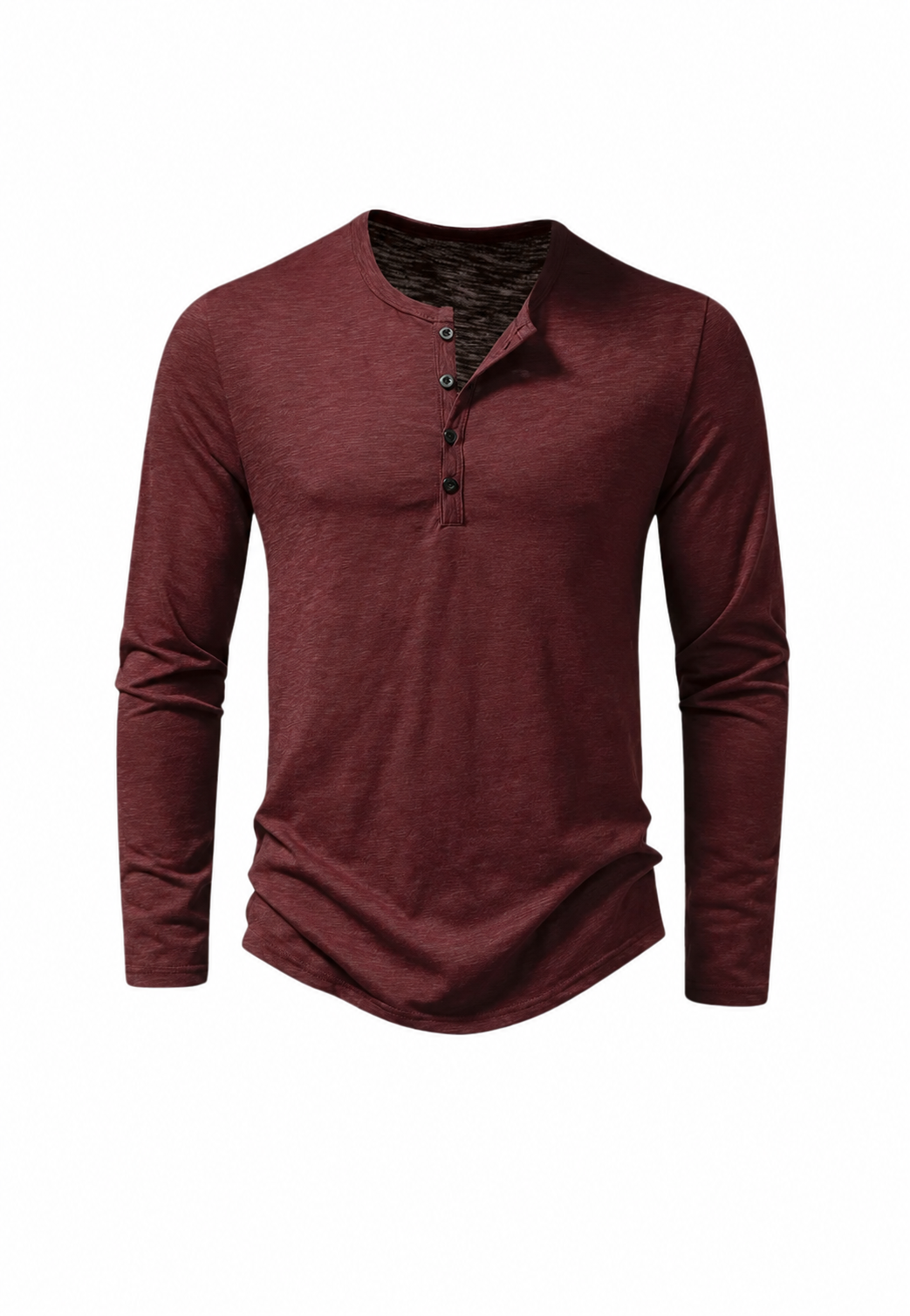 Camiseta hombre manga larga cuello panadero jaspeada botones textura - Bastian