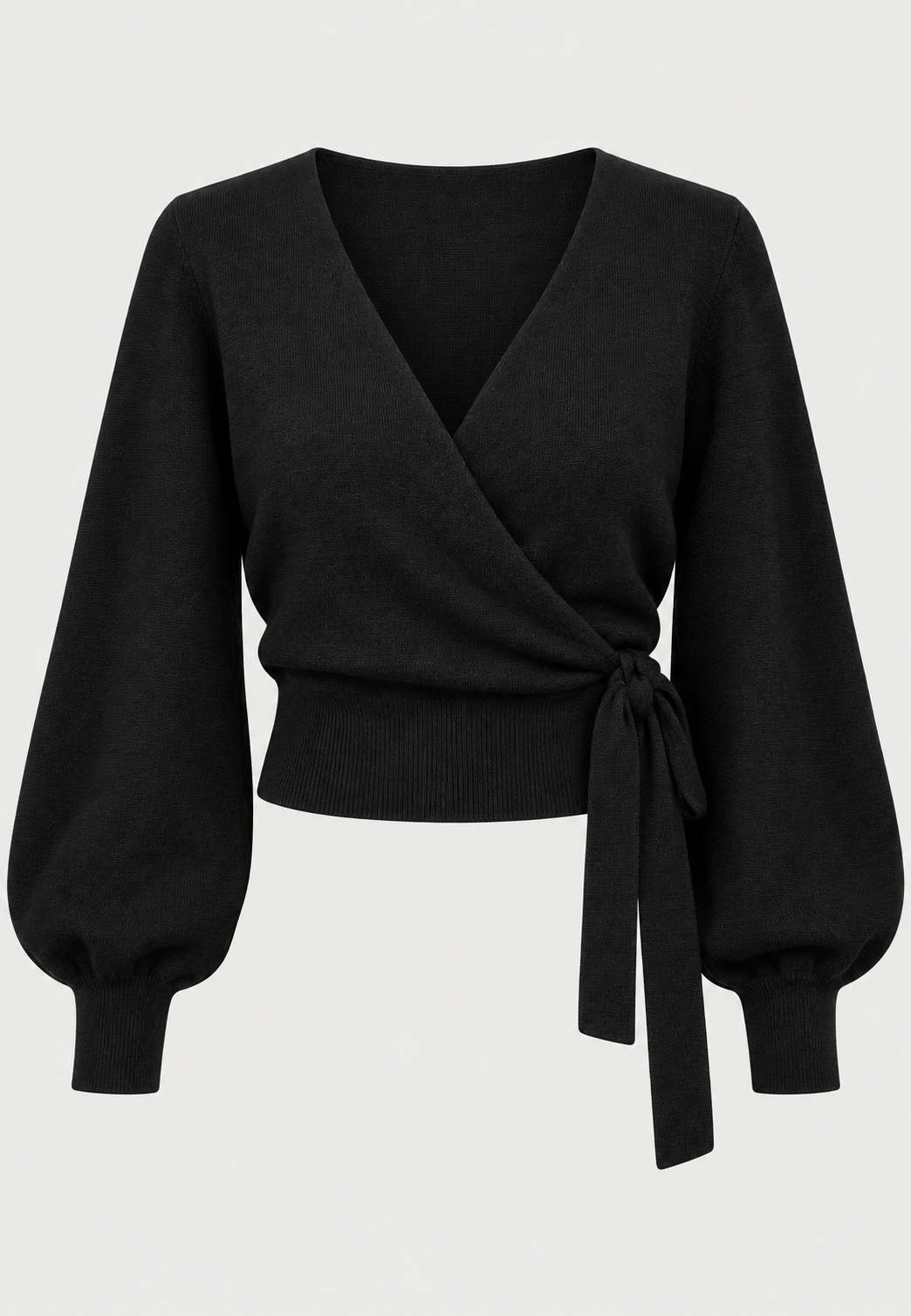 Cárdigan cruzado mujer punto escote pico lazada lateral corto tiro alto - Zelinde
