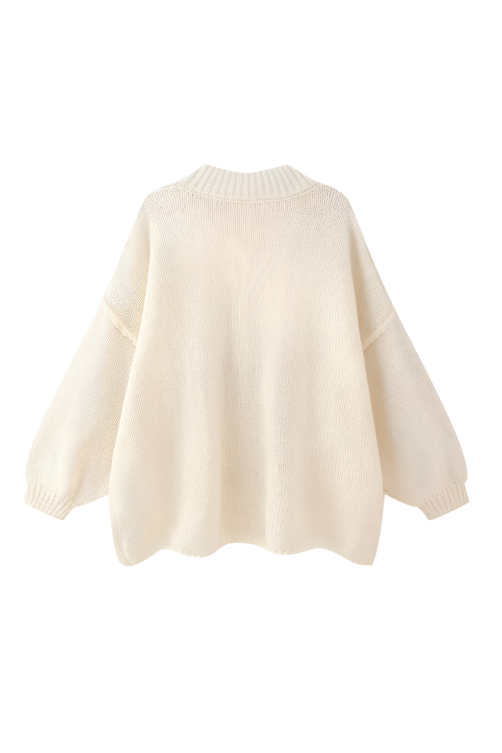 Cárdigan oversize mujer punto grueso cuello alto botones metálicos cálido - Koranna