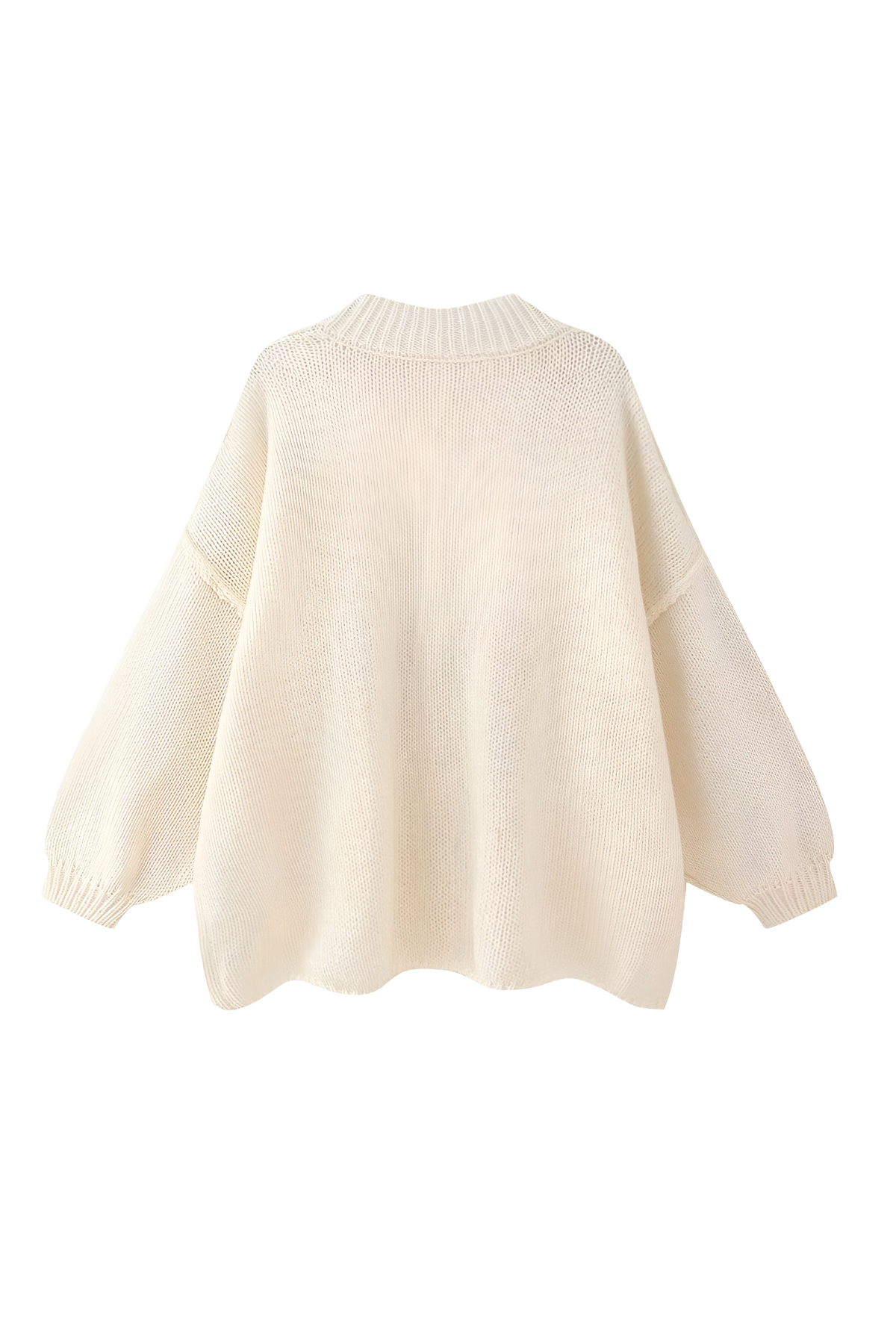 Cárdigan oversize mujer punto grueso cuello alto botones metálicos cálido - Koranna