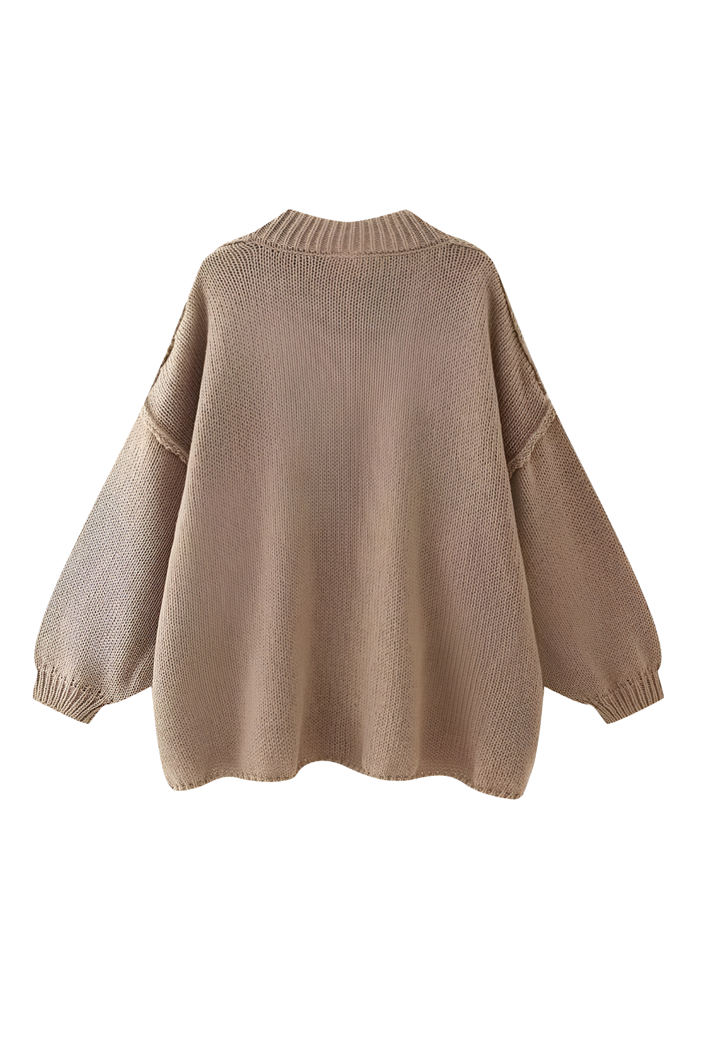 Cárdigan oversize mujer punto grueso cuello alto botones metálicos cálido - Koranna