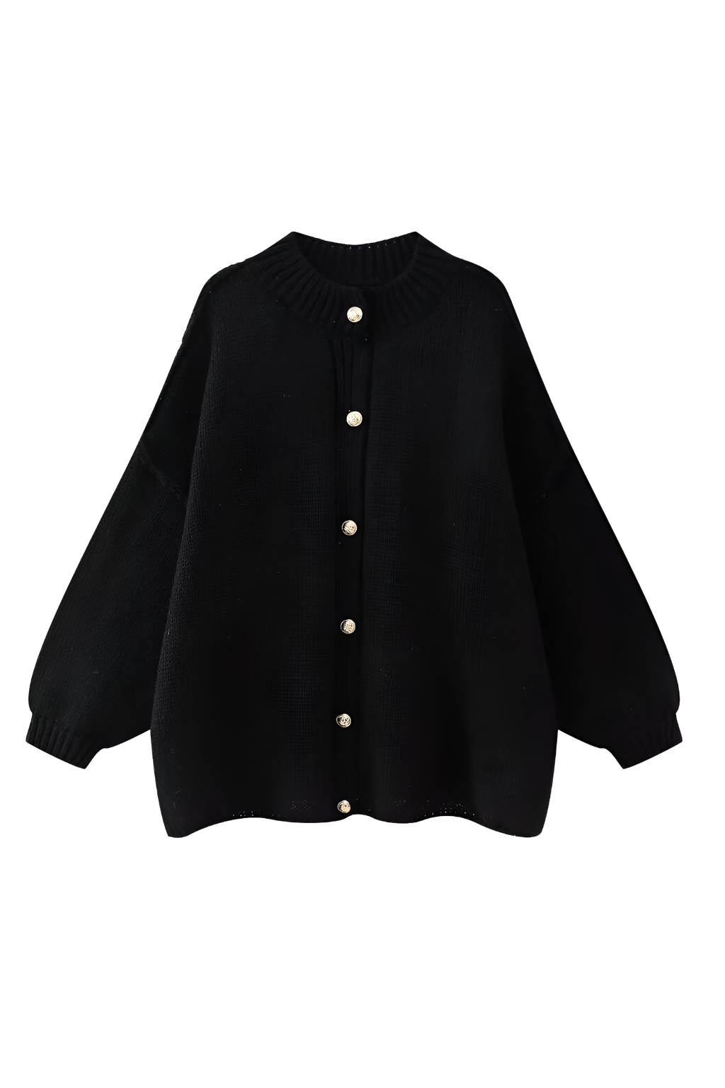 Cárdigan oversize mujer punto grueso cuello alto botones metálicos cálido - Koranna