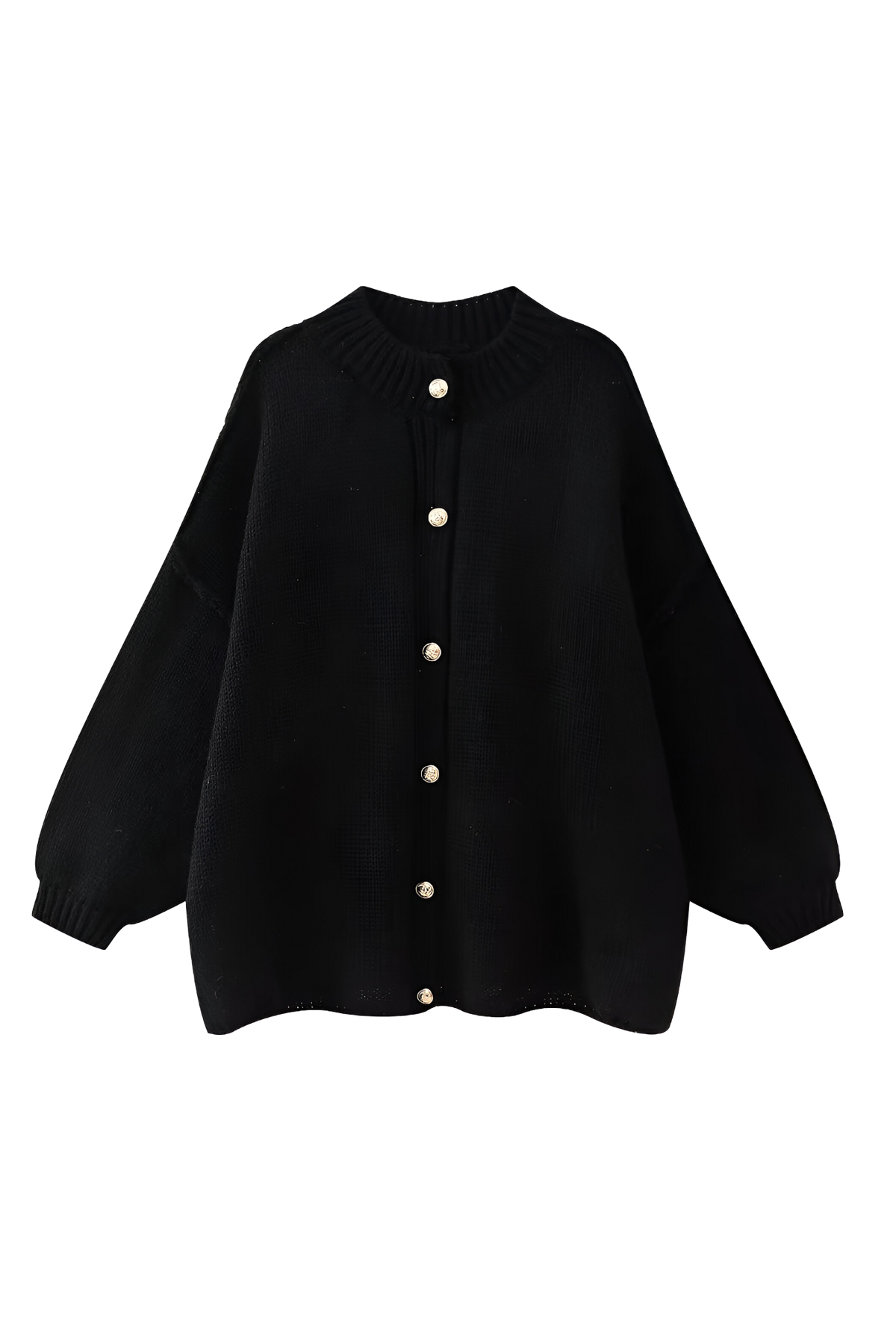 Cárdigan oversize mujer punto grueso cuello alto botones metálicos cálido - Koranna