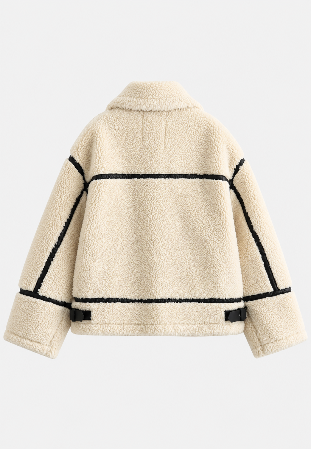 Cazadora borreguito mujer cremallera ribetes contraste estilo biker otoño - Ottilie