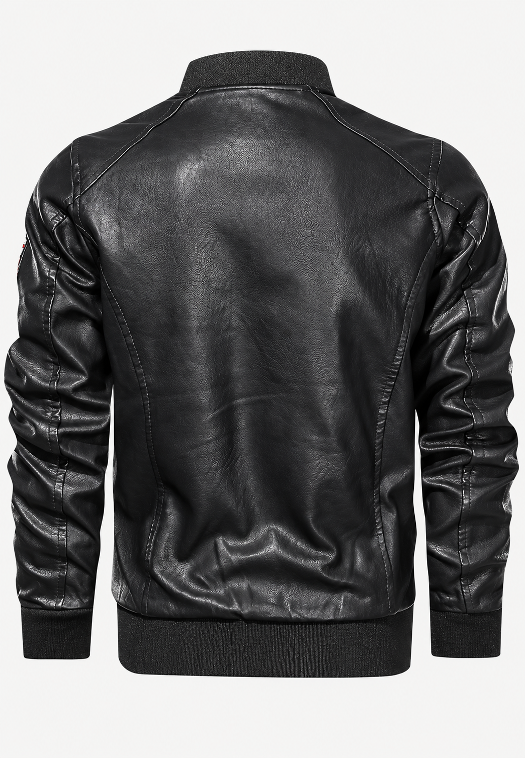 Cazadora bomber hombre efecto piel cuello mao parches bordados estilo aviador - Darian