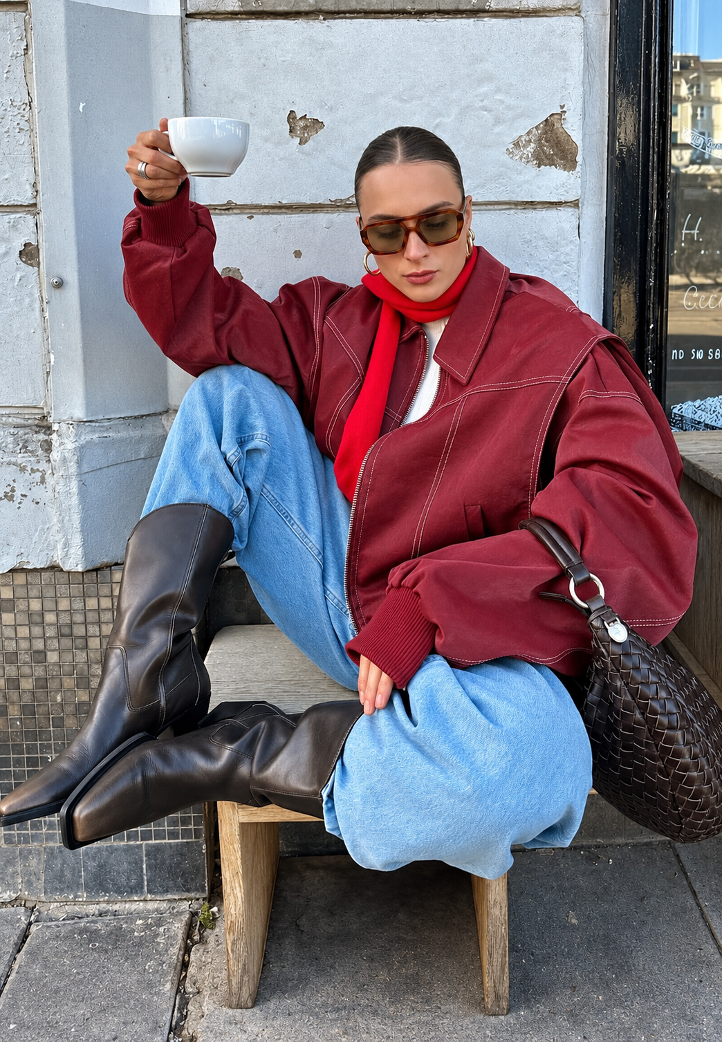 Cazadora bomber mujer oversize cremallera cuello camisero diaria otoño - Norelle