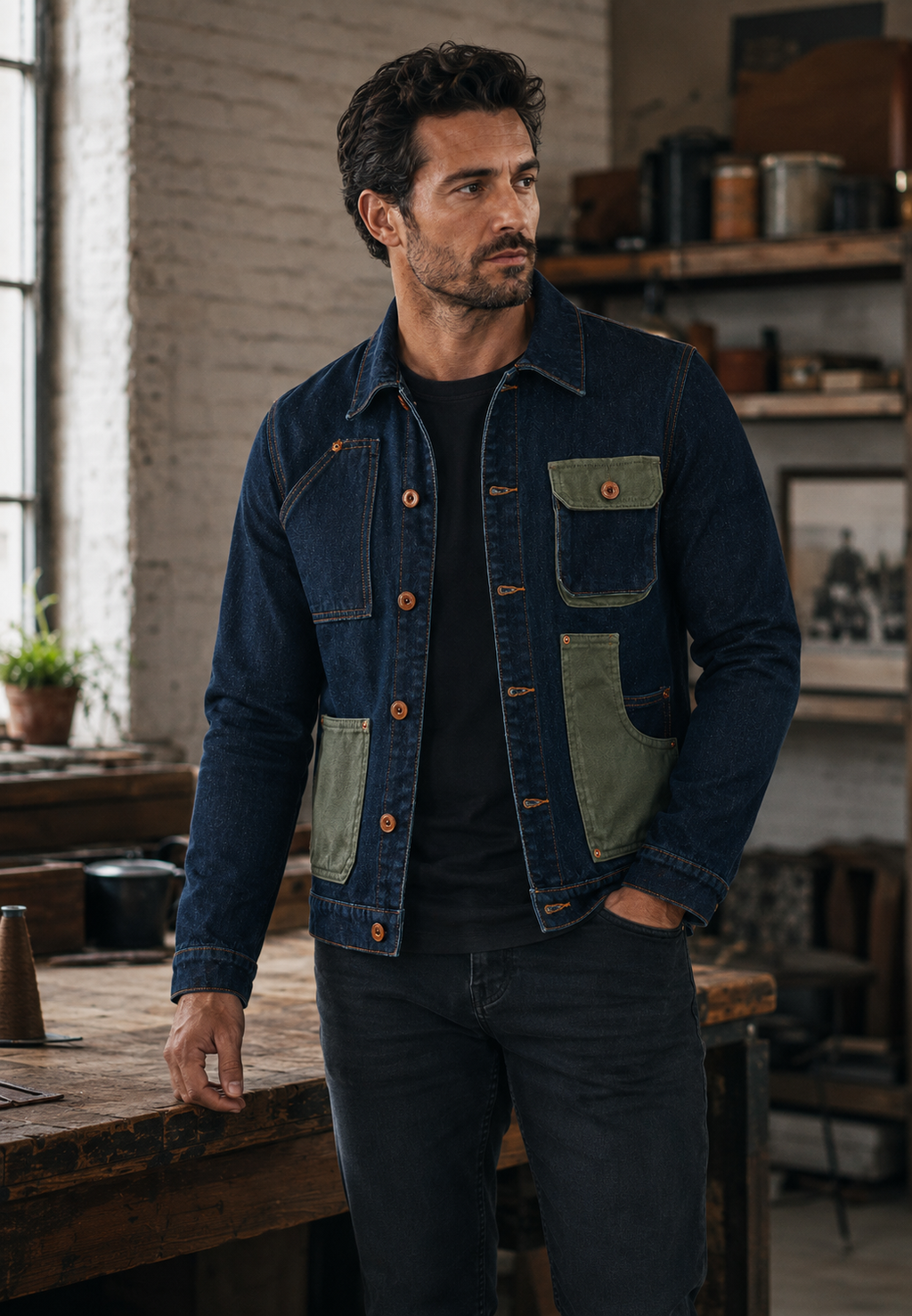 Chaqueta vaquera hombre casual multibolsillos botones denim funcional versátil - Kilyan