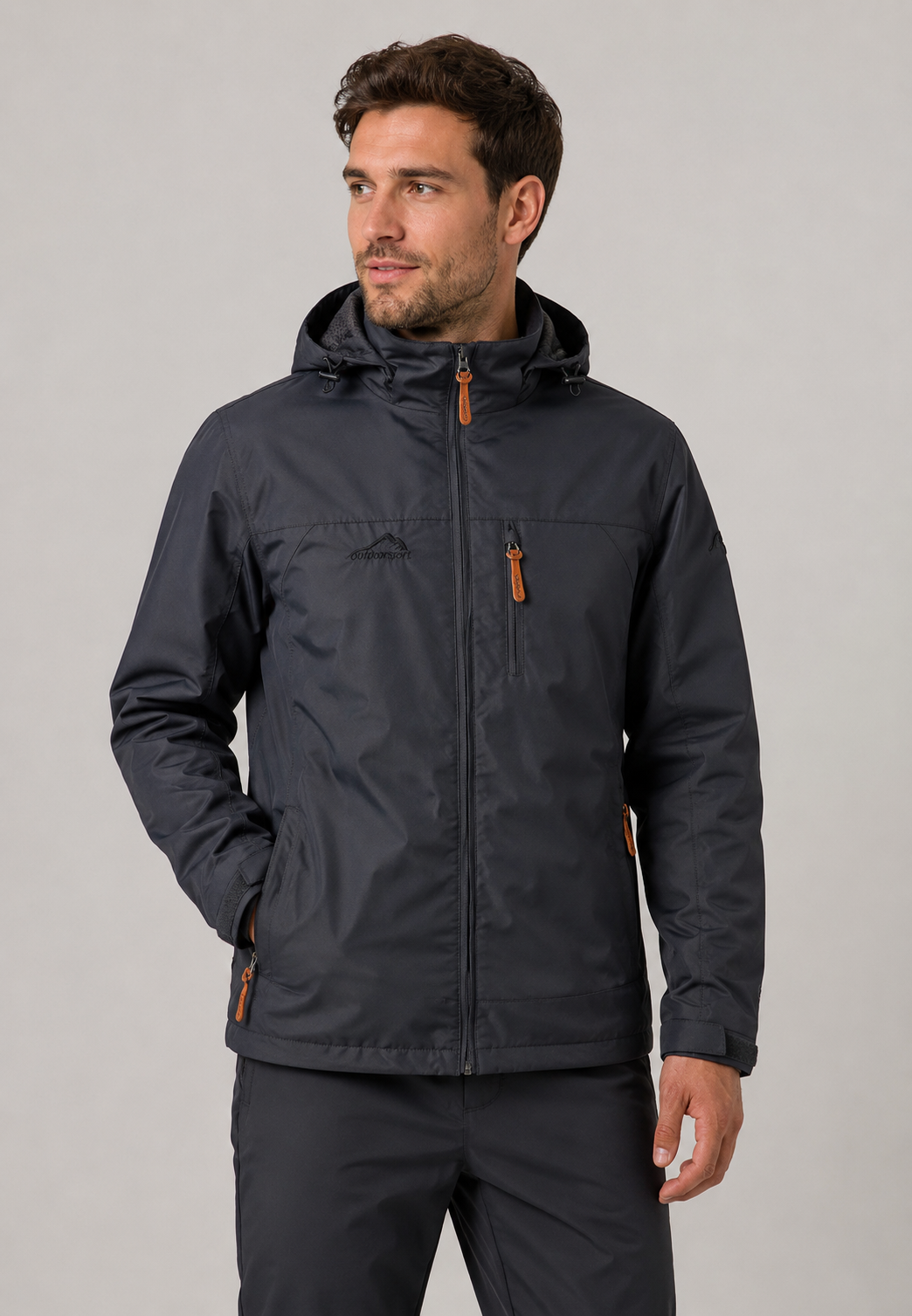 Chaqueta cortavientos hombre impermeable capucha integrada bolsillos cremallera - Jost
