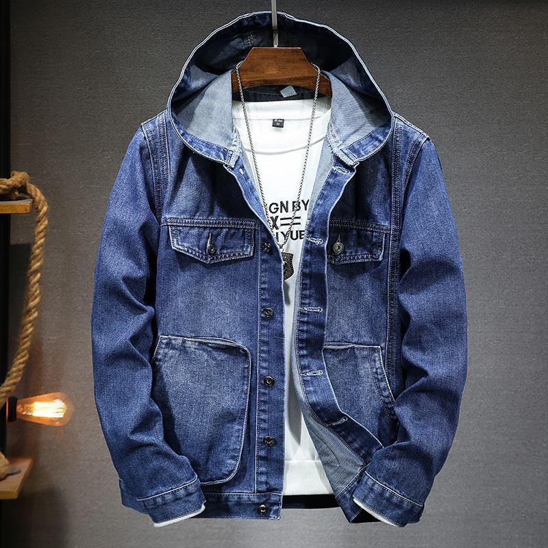 Cazadora vaquera hombre capucha efecto lavado denim casual otoño botones - Bennett