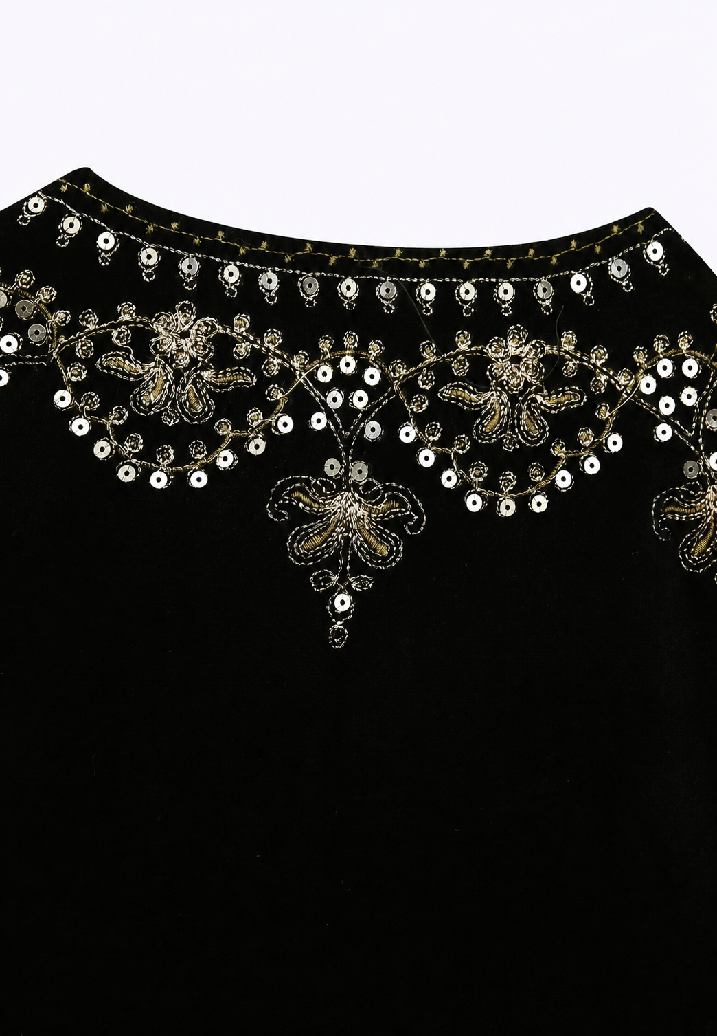 Chaleco mujer terciopelo bordado floral cuello redondo corte recto elegante - Celina