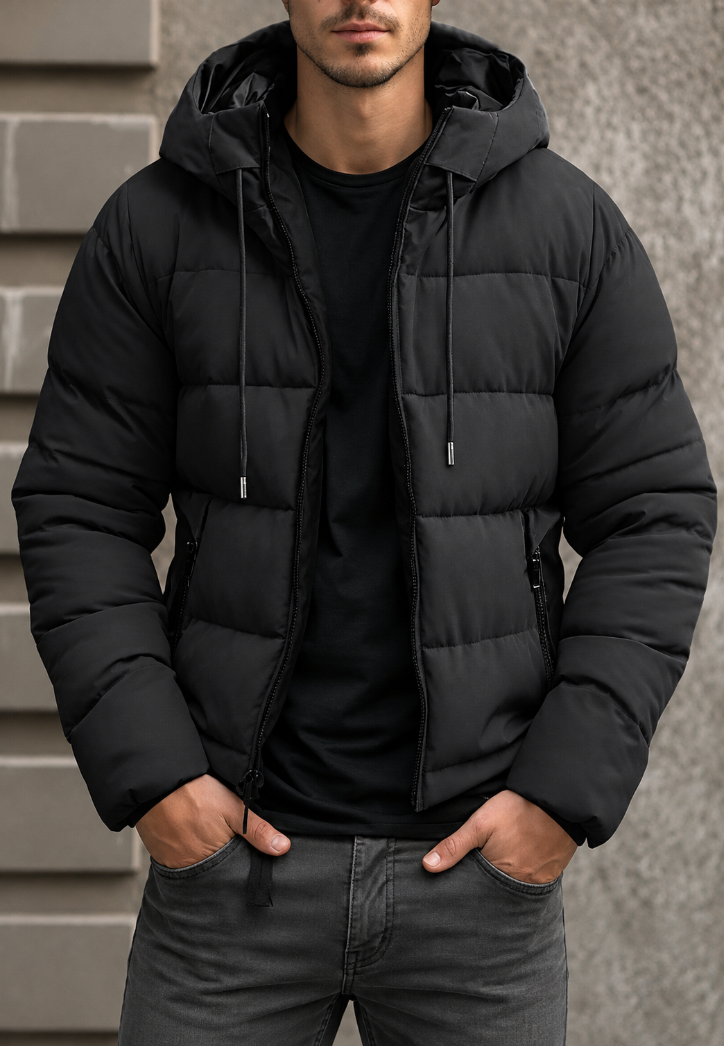 Chaqueta acolchada hombre capucha ajustable corte regular acabado mate informal - Nereo