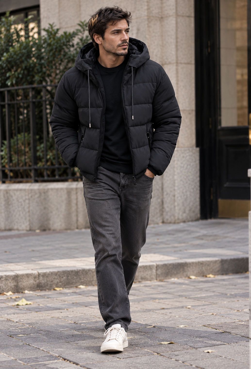 Chaqueta acolchada hombre capucha ajustable corte regular acabado mate informal - Nereo