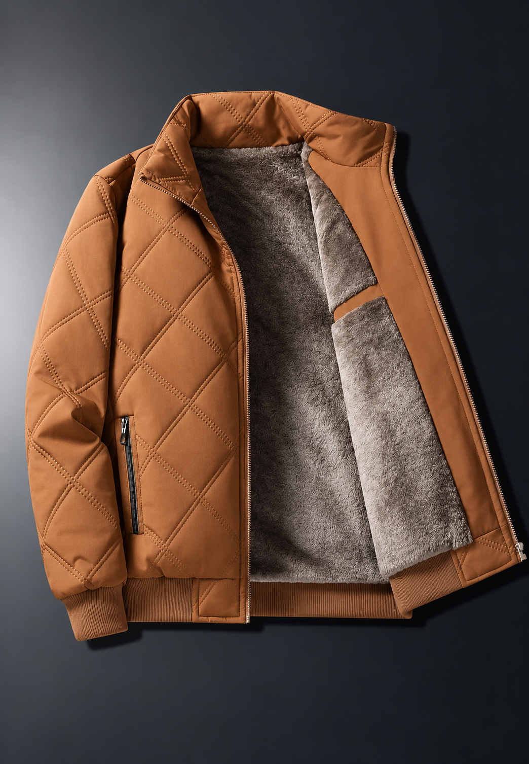 Chaqueta acolchada hombre cuello alto interior borreguito cálida invierno - Valdemar