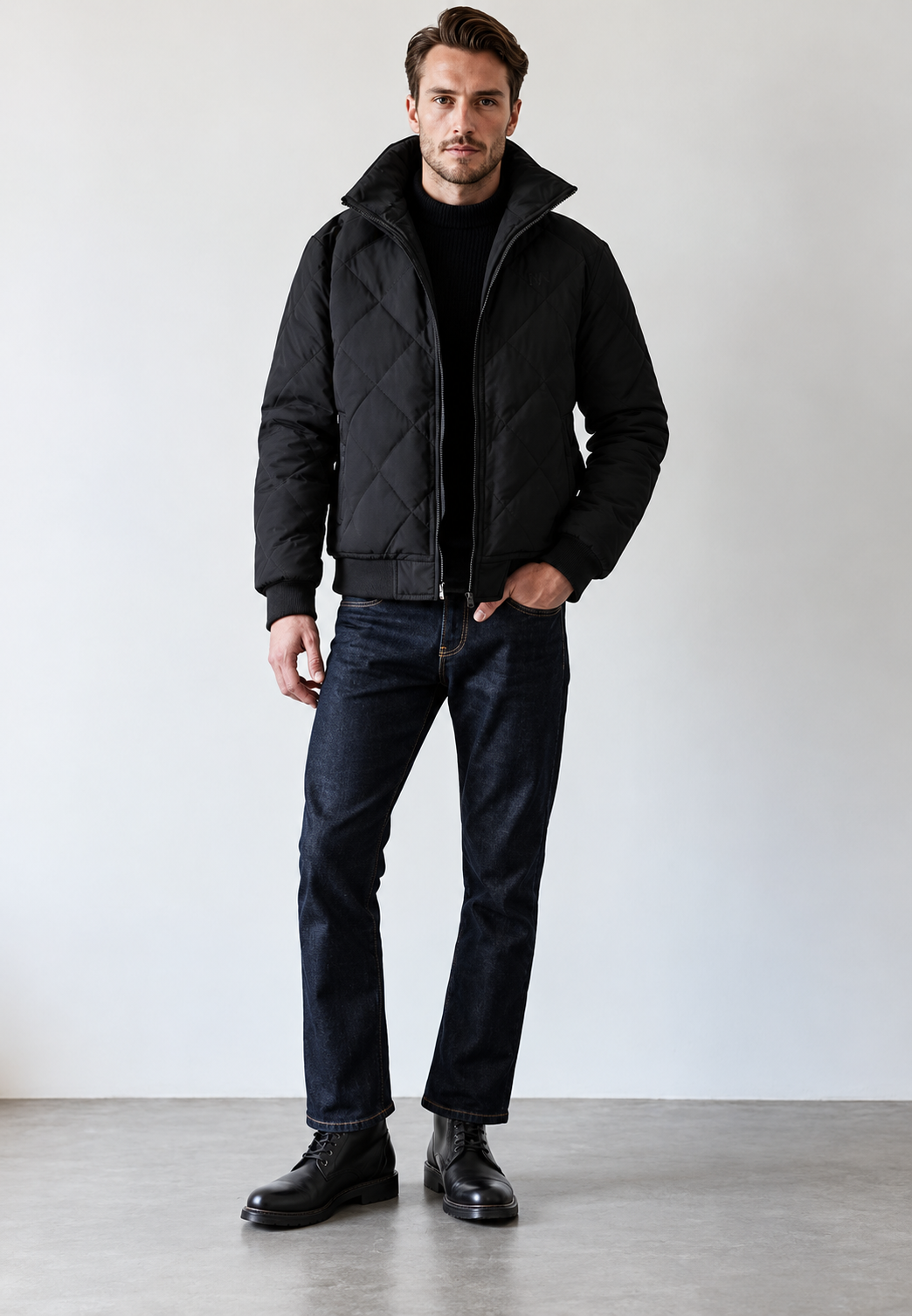 Chaqueta acolchada hombre cuello alto interior borreguito cálida invierno - Valdemar