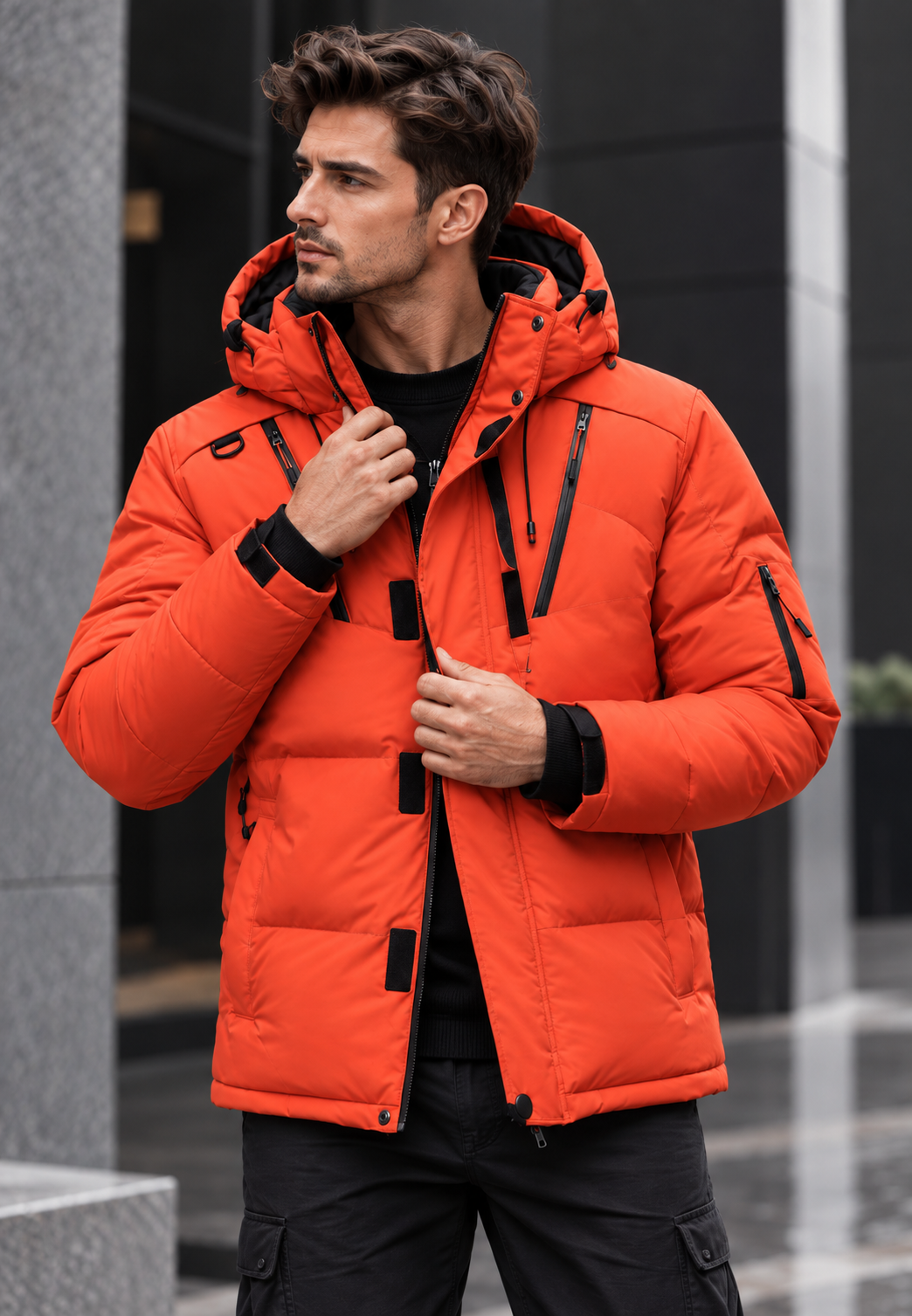 Chaqueta acolchada hombre outdoor capucha ajustable cuello alto invierno - Stellan