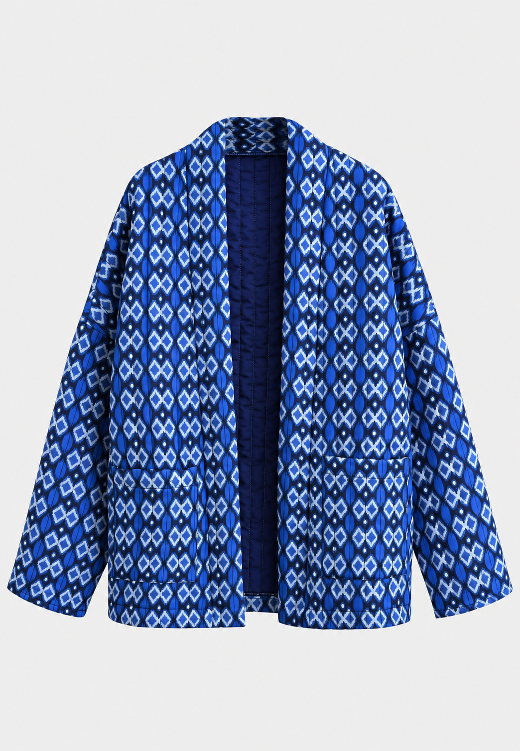 Chaqueta acolchada mujer estampado geométrico bolsillos parche corte amplio - Casandrina