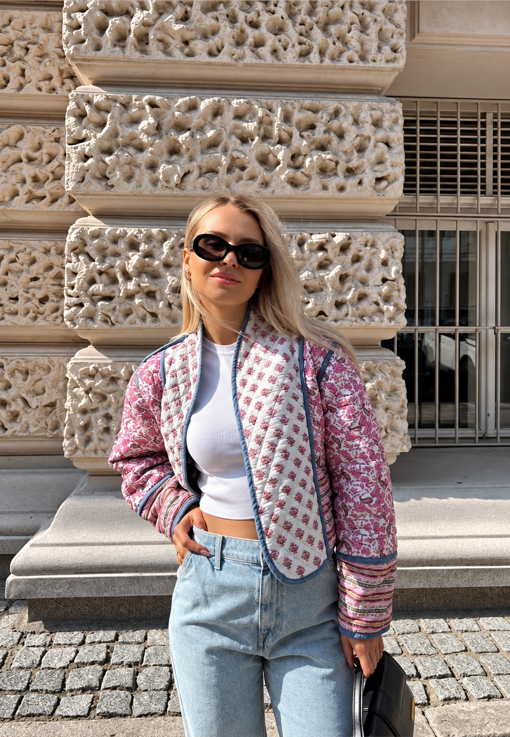 Chaqueta acolchada mujer estampado paisley combinado ribetes puños bohemia - Norelia