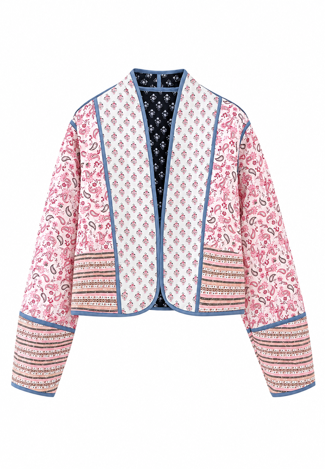 Chaqueta acolchada mujer estampado paisley combinado ribetes puños bohemia - Norelia
