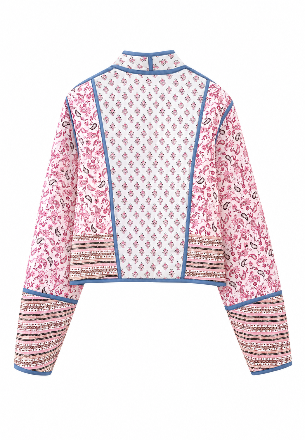 Chaqueta acolchada mujer estampado paisley combinado ribetes puños bohemia - Norelia