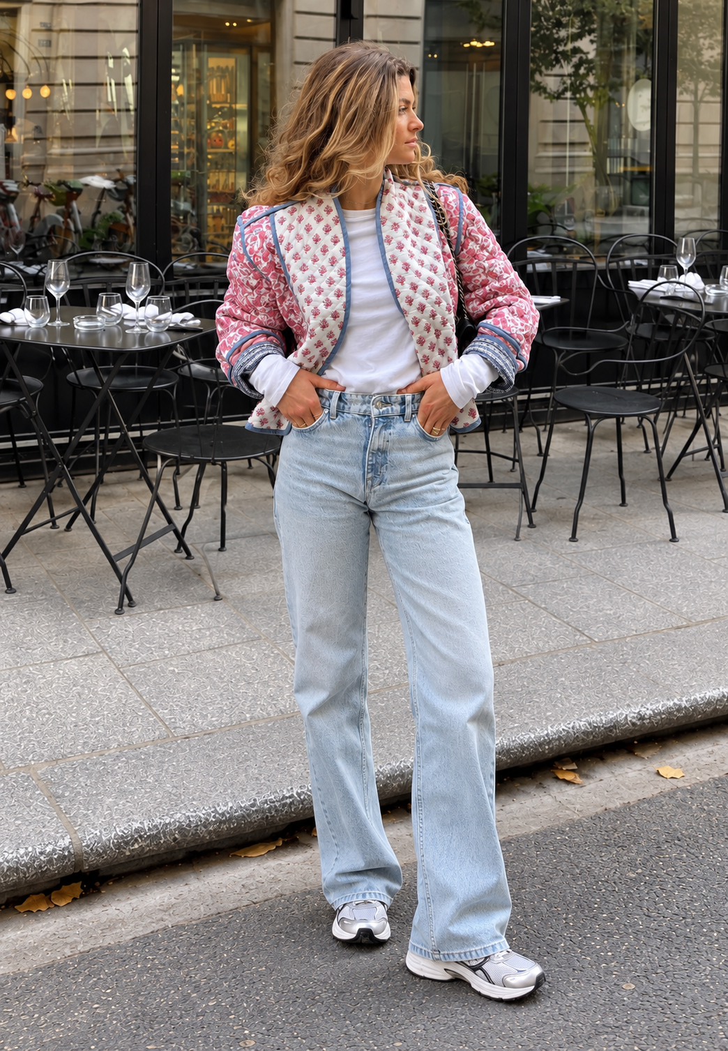 Chaqueta acolchada mujer estampado paisley combinado ribetes puños bohemia - Norelia