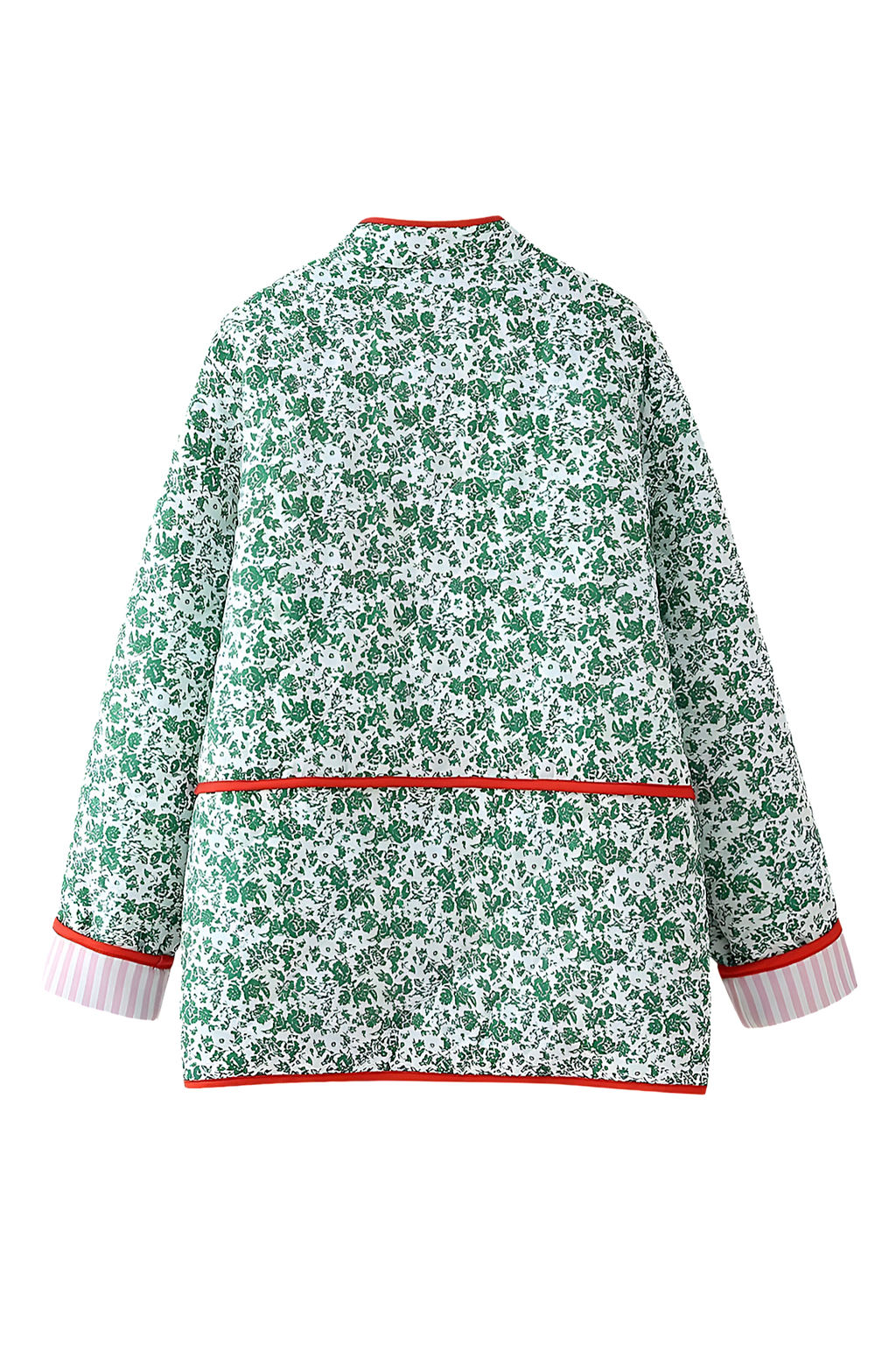 Chaqueta acolchada mujer floral ribetes contraste alamares capa ligera otoño - Celindra
