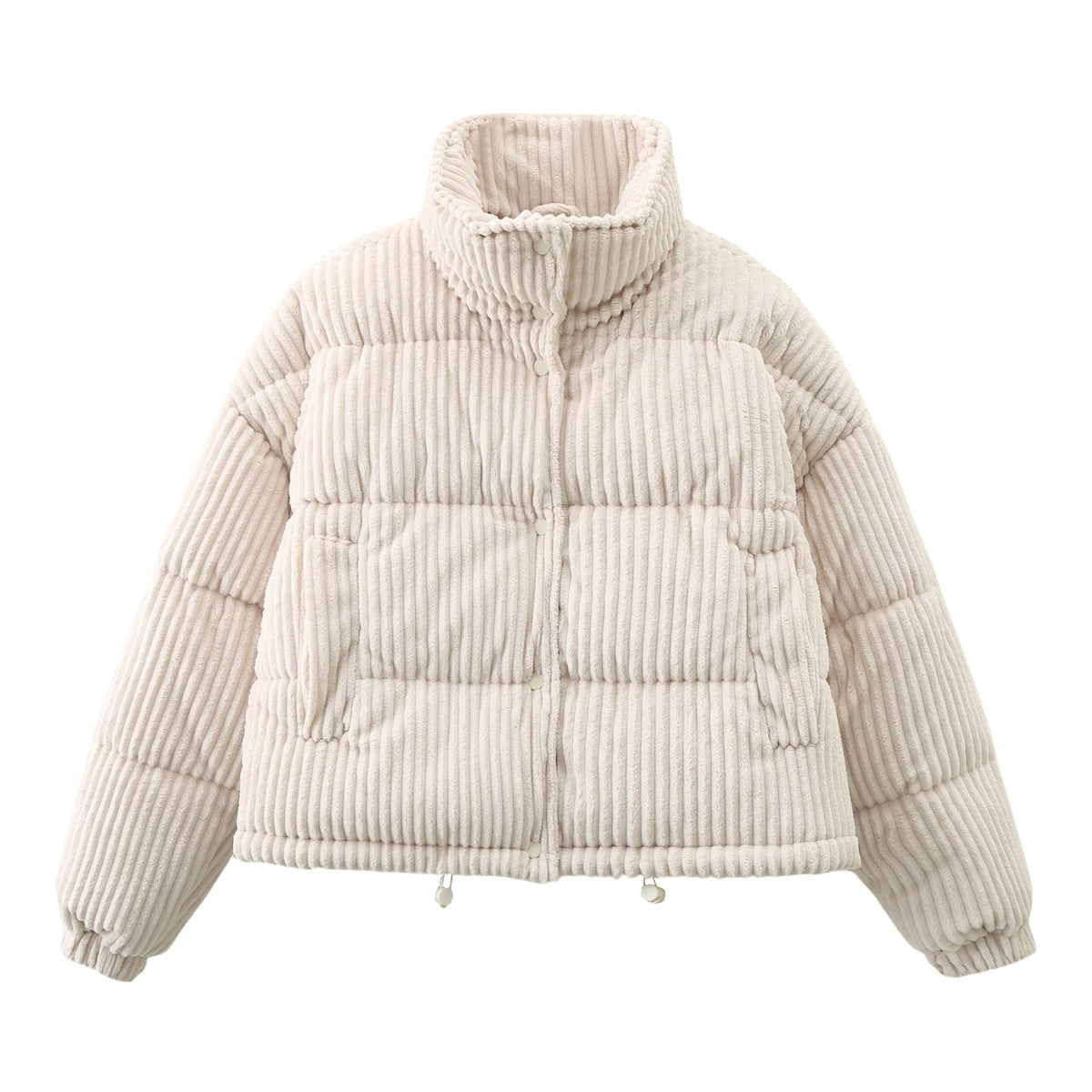 Chaqueta acolchada pana mujer cuello alto corte amplio cálida volumen invierno - Marit